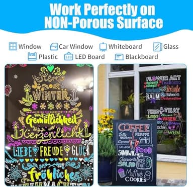 Window Chalk Markers for Cars Glass Washable, 10 Colors Jumbo Liquid Chalk Marker Pens with 10mm 3 in 1 Nib Wide Tips, Big Chalkboard Markers Car Window Paint Pens for Auto, Bistro, Mirror, Poster - Image 4