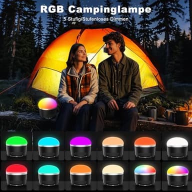 LED Camping Lights Rechargeable - Outdoor Portable Tent Light with 4000mAh Battery, 12 Light Modes, RGB Camping Lantern with Magnet Base, IP65 Waterproof Camping Lights for Tent, Hiking, Power Outages - Image 2