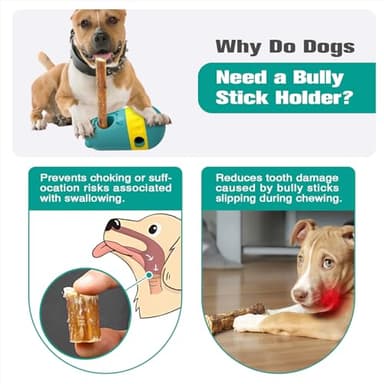 Dog Puzzle Toys Dog Treat Dispensing with Bully Sticks Holder Security Hold Device Interactive Toy to Keep Them Busy Puppy Slow Feeder ,Securely Holds Bully Sticks to Help Prevent Choking. (M-Green) - Image 4