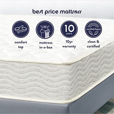 Best Price Mattress 8 Inch Tight Top Innerspring Hybrid Mattress - Comfort Foam Top with Bonnell Spring Base, Full White - Image 8