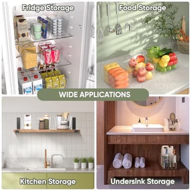 BALEINE Clear Plastic Storage Bins, Pantry Organization, BPA Free Stackable Refrigerator Organizers and Storage with Handles for Kitchen Fridge Cabinet Bathroom (4PK, 11x7.5x6) - Image 8