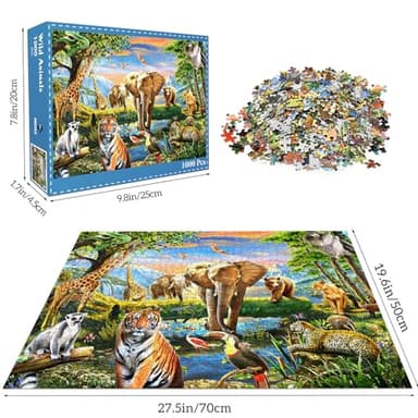 1000 Pieces Puzzles for Adults, Animal World Jigsaw Puzzle Challenging Night Game, Interlock Perfectly No Dust, for House Decoration, Birthday Party Holiday Toy for Kids Boys and Girls - Image 2