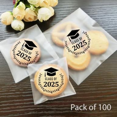 100 x Graduation Stickers, Class of 2025, Congratulations Graduates, Transparent Black Seal, Graduation Stickers, Graduation Labels, Graduation Party (Class of 2025 - Black) - Image 2