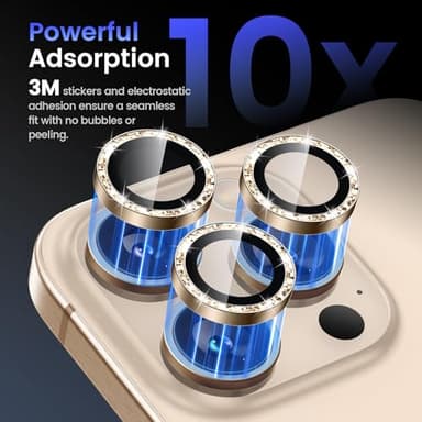 Tensea Camera Lens Protector Compatible for iPhone 16 Pro Max/16 Pro/14 Pro Max/14 Pro, Metal Aluminum Alloy Tempered Glass Cover Camera Screen Protector Accessories, Case Friendly - Image 4