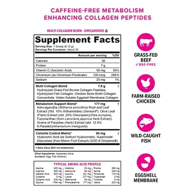 Hydrolyzed Collagen Powder for Weight Loss - Burn Ultimate Beauty Complex Multi Peptides Powder for Women with Types I II III V and X for Fat Burning Support Unflavored 30 Servings - Image 2