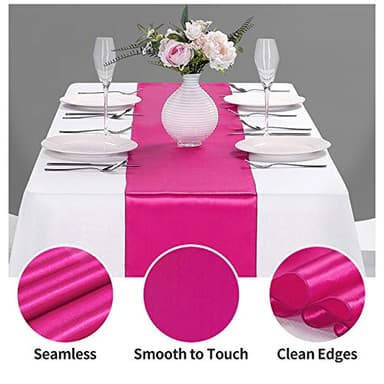 5-Pack Satin Table Runner Fuchsia 12 x 108 inches Long, Table Runners for Wedding, Birthday Parties, Banquets Decorations(5 Pack, 12x108 Inch, Fuchsia) - Image 3