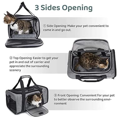 Wakytu TSA Approved Pet Carrier for Small Cats Dogs, Travel Bag with Adequate Ventilation, 5 Mesh Windows, 3 Entrance, Locking Safety Zippers, Padded Shoulder and Carrying Strap, Small - Image 8