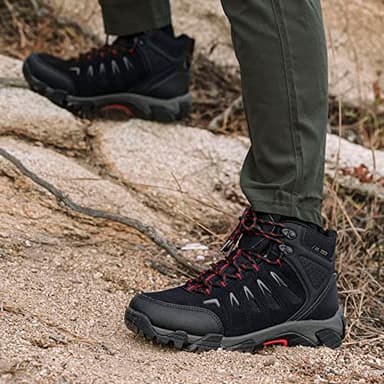 SHULOOK Men's Waterproof Hiking Boots Non-Slip Lightweight Mid Top Ankle Boot Breathable Hiker Trekking Shoes - Image 9
