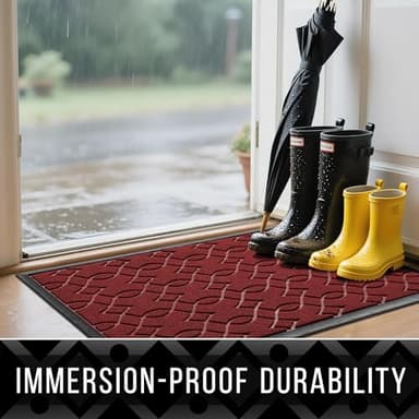 Yimobra Outdoor Mats for Front Door 29.5x17, All-Season Waterproof Doormat Outdoor Entrance, Heavy Duty Non-Slip Outside Door Mat for Garage Patio Proch Entryway Indoor, Red - Image 4