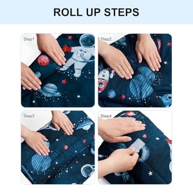 david's kids Toddler Nap Mat Set with Removable Pillow, Ultra Soft Slumber Bags for Boys,Perfect for Preschool, Daycare, Kids Sleeping Bags with Rollup Design, 50"x20", Space - Image 5