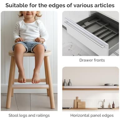 Snugly Fit 18" Length Cabinet Door Protector, Flexible Slip-On Plastic Edge Guard, Thin Transparent Edge Protectors to Prevent Wear, Chipping, Discoloration, Cabinet Bumpers, 3/4" Thick, 10 PCS - Image 6