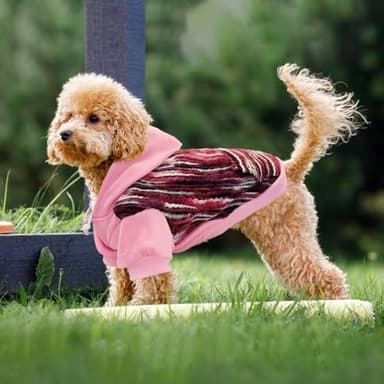 PUPTECK Dog Hoodie Puppy Sweatshirt Warm Dog Sweater Winter Clothes Cold Weather Coats for Small Medium Large Dogs, Pink Mexican Style, S - Image 6