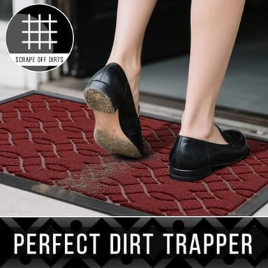 Yimobra Outdoor Mats for Front Door 29.5x17, All-Season Waterproof Doormat Outdoor Entrance, Heavy Duty Non-Slip Outside Door Mat for Garage Patio Proch Entryway Indoor, Red - Image 3