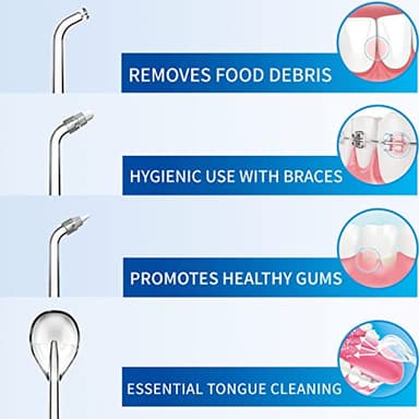 HealthSmart Compact Cordless Water Flosser, Rechargeable Type-C USB, Removes Food Particles, 4 Cleaning Nozzles, 6 Pulsating Modes, 250ml Water Tank, FSA & HSA Eligible, Promotes Healthy Gums - Image 3
