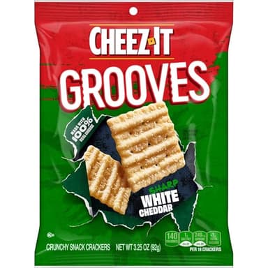 Cheez-It Grooves Crunchy Cheese Crackers, Snack Crackers, Lunch Snacks, Sharp White Cheddar (6 Pouches) - Image 11