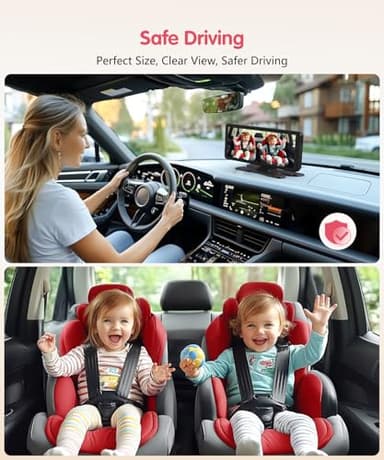 LUCKVIEW BM5PRO 7.2" 1080P HD Baby Car Camera for 2 Kids, Split Screen with IR Night Vision, Easy to Install & Adjust Brightness, Dual Car Camera Baby Monitor for Rear Seat Safety - Image 9