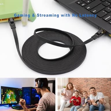 Qiuean Cat8 Ethernet Cable 200FT, Outdoor & Indoor,High Speed LAN Network Cable 40Gbps, 2000Mhz with Gold Plated RJ45 Connector - Black, 200ftBk - Image 7