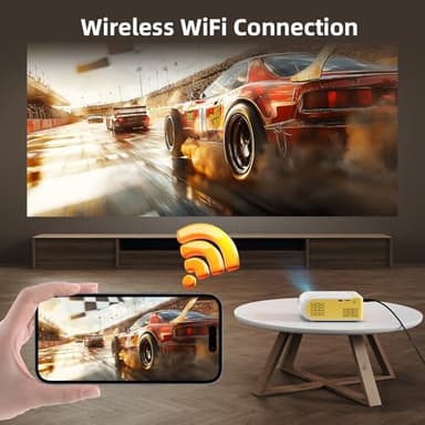 KSAN Mini Projector, Projector with WiFi and Bluetooth, 1080P Support Movie Projector with Built-in Speaker, Compatible with Smartphone, HDMI, USB, AV, Fire Stick, PS5 for Home, Bedroom, Outdoor Use - Image 4