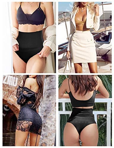 Tummy Control Thong Shapewear for Women High Waisted Panties Girdle Seamless Shaping Body Shaper Underwear (A# Black-5,M) - Image 2