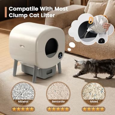 TAYACICY Self Cleaning Litter Box,Large Capacity Automatic Cat Litter Box Self Cleaning for Multiple Cats with App Control and Safety Protection,2 Roll Litter Bags,White - Image 5