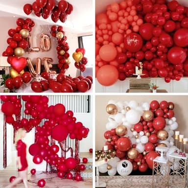 PartyWoo Ruby Red Balloons 120 pcs Different Sizes Pack of 18 12 10 5 Inch Maroon Balloon Arch Kit Garland for Valentine's Day Graduation Wedding Christmas Birthday Party Decorations Red-Y75 - Image 5