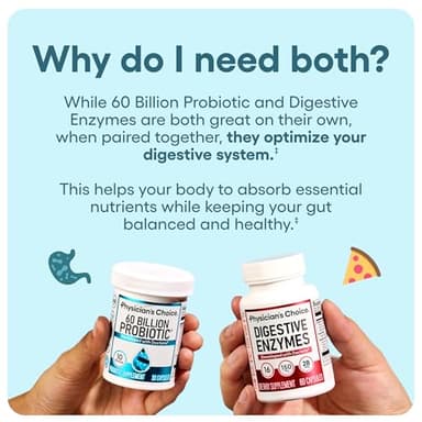 Physician's CHOICE Advanced Gut Health Bundle: 60 Billion Probiotics 30ct + Digestive Enzymes 60ct for Digestive, Gut, and Immune Health Supports Occasional Constipation, Diarrhea, Gas, and Bloating - Image 4