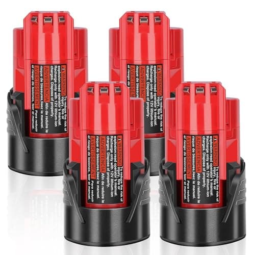 Ziment 4 Packs 3.0Ah 12V Battery Replacement for Milwaukee M12 Battery 48-11-2401 48-11-2402 48-59-1812 48-11-2411 48-11-2420 48-59-2401, 12 Volt Batteries for Milwaukee 12V Cordless Tools