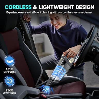 CKIKH Handheld Vacuum Cordless, 15000PA Strong Suction Hand Held Car Vacuum Cleaner Portable with Multi-Nozzles & Washable Filter, Lightweight Dust Busters Rechargeable for Home, Car, Office, Pets - Image 7