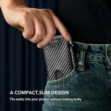 ZOVYRON Slim Wallet For Men Pop Up Card Wallet Minimalist RFID Blocking Credit Card Holder with ID Window,Bifold Carbon Fiber Front Pocket Wallet - Image 2