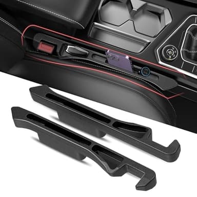 Car Seat Gap Filler 2Pack, Inserts Between Seats Console with Organizer Storage Upgraded Phone Holder Car Side Seat Gap Fillers Cars Front Seats Fill Plug Car Essentials for Vehicle SUV Truck (Black) - Image 1