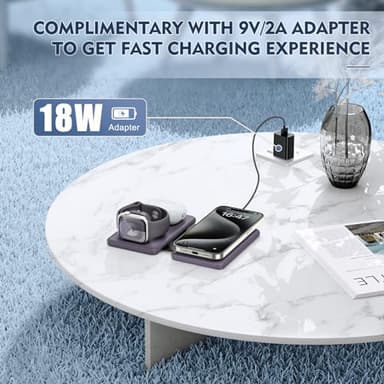 Wireless Charger iPhone - 3 in 1 Charging Station for Apple Devices for iPhone 17 16 15 14 13 12 Pro Max Plus - Foldable Magnetic Charging Pad for Apple Watch Series & Airpods Series - Image 6