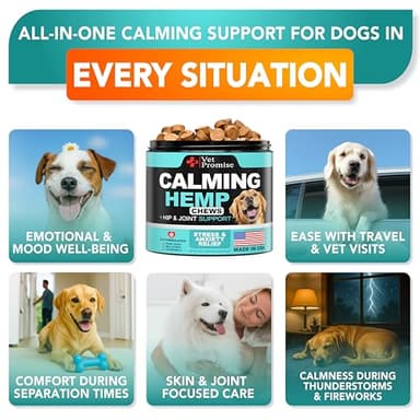 Advanced Calming Chews for Dogs - Hemp Dog Calming Chews - Anxiety Relief with Melatonin - Stress & Separation Anxiety - Sleep Aid + Hip and Joint Supplement Support - Made in USA - 70 Treats - Image 2