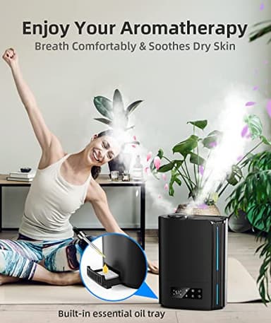 BREEZOME 6L Humidifiers for Bedroom Large Room & Essential Oil Diffuser, Ultrasonic Top Fill Cool Mist Humidifiers for Baby, Plants, Nursery Last up to 60 Hours, Smart Humidistat Control, Quiet, Black - Image 5