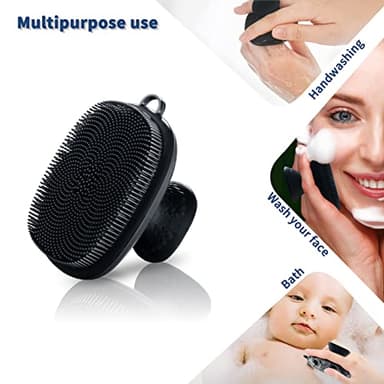 VWMYQ Face Scrubber, Silicone Face Scrubber for Men Facial Cleansing Brush Silicone Face Wash Brush Manual Waterproof Cleansing Skin Care Face Brushes for Exfoliating- Black - Image 3