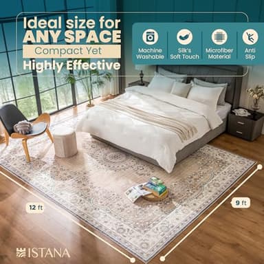 Istana Bedroom Rugs 9x12 - Beige Area Rugs - Foldable Big Rugs for Living Room - Stain Resistant 9 X 12 Rug - Eco-Friendly 9 X 12 Outdoor Rug - Easy to Clean Dining Room Rug 9x12 - Image 5