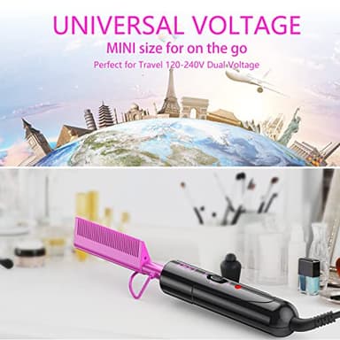 DAN Technology Dual Voltage Ceramic Pressing Comb - 450°F Fast Heating Mini Straightener for Lace Front Wigs and Black Women's Hair - Image 6