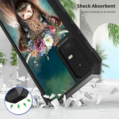 ACWDMKH for TCL ION V Phone Case/TCL ION X / 40Z Phone Case T607DL with Tempered Glass Screen Protector Dual Layer Structure Protection Shockproof Corner TPU Bumper Cover,Cute Highland Cow - Image 4
