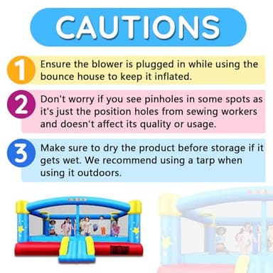 Causeair Big Inflatable Bounce House for Party Fun,15ft x 14.8ft,Double Basketball Hoop,Throw Ball Game,Reinforced PVC Bounce Floor,Jumping Bouncy Castle Holds 6 Kids - Image 7