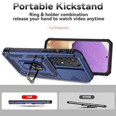 for Samsung Galaxy A35 5G Case with Camera Lens Cover HD Screen Protector, Dual Layer Military-Grade Drop Tested Magnetic Ring Holder Kickstand Protective Phone Case for Samsung Galaxy A35 5G (Navy) - Image 6