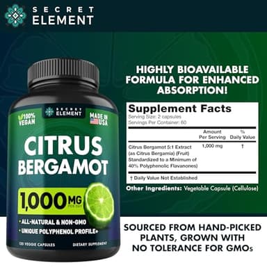 Citrus Bergamot Extract 1000mg - Citrus Bergamot Supplement for Heart, Immune System Support, and Healthy Aging - Pure, Vegan Bergamot Capsules - Image 3