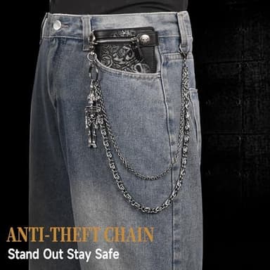 ZEKEE Skeleton Wallet Chain Biker Jean Pocket Chain Unisex Pant Trouser Skull Chain for Men - Image 4