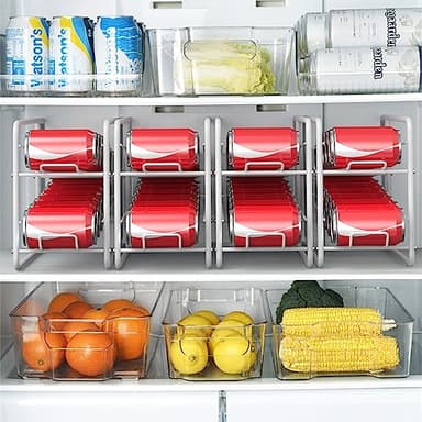 MOOACE 4 Pack Can Dispenser Rack, Stackable Can Storage Organizer Holder for Canned food Kitchen Cabinet Pantry Countertop, White - Image 7