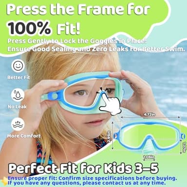 Vvinca 2 Pcs Kids-Swim-Goggles with Nose Cover, Swimming Diving Mask Wide View Anti Fog UV Anti Shattered Lens for Kids 3-5 - Image 2
