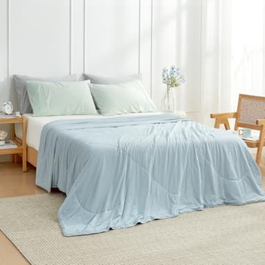 Cozy Bliss Cooling Comforter King Size, Cooling Blankets for Hot Sleepers and Night Sweats, Blue Summer Comforter for King Size Bed, Breathable Soft Lightweight Silk Smooth - Image 5