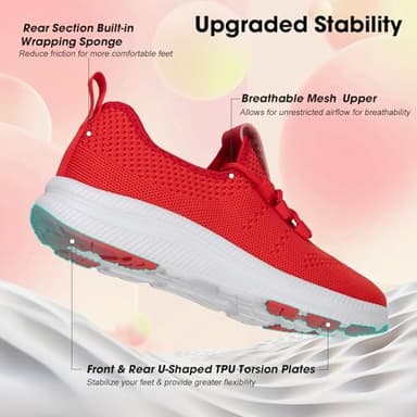 ZOVE Wide Toe Box Shoes Women Extra Wide Width Sneakers Ultra Light Road Running Shoes Non-Slip Tennis Sneakers Breathable Walking Athletic 8803 Red 36 - Image 4