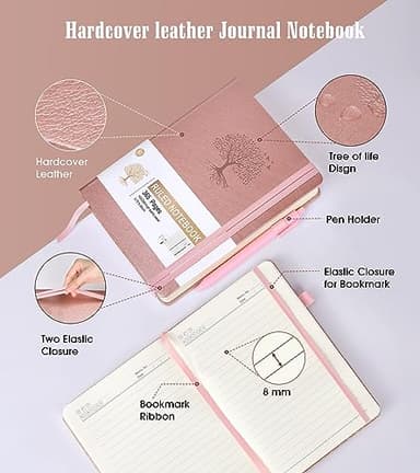 Lined Journal Notebook -365 Pages A5 Thick Journals for Writing Ruled Notebook, Pink Hardcover Leather Journals for Women Men, Daily Journal Notebook for Work, Note Taking ( 5.75'' X 8.38'' Rose Gold) - Image 4