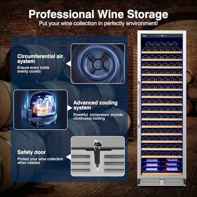 Velieta Upgraded 190 Bottles Wine Cooler Refrigerator,24 Inch Wide Wine Fridge with Professional Temperature Control System, Freestanding or Built-in installation, Quiet Operation - Image 2