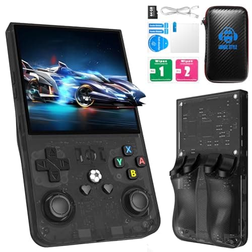 2025 New Upgrade R36MAX Retro Handheld Game Console with 64G Built-in 18000+ Classic Games, Portable Hand Held Open Source Linux System 4.0-in 4k HD IPS Screen Video Player (Black 64GB) - Image 1