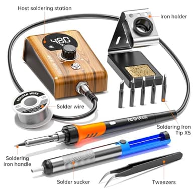 90W Digital display soldering station, stable knob control, independent switch power supply, tin wire, tin absorber, anti-static tweezers, 5 soldering iron tips, handle fixed bracket - Image 4