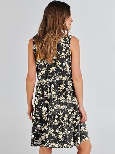 ANRABESS Womens Summer Casual Tank Dress Sleeveless V Neck T Shirt Sundress Flowy Tiered Swing Mini Beach Vacation Dresses Black Floral XX-Large - Image 6